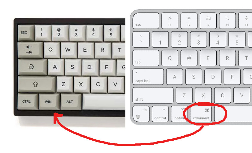 windows keyboard and a Mac keyboard side by side